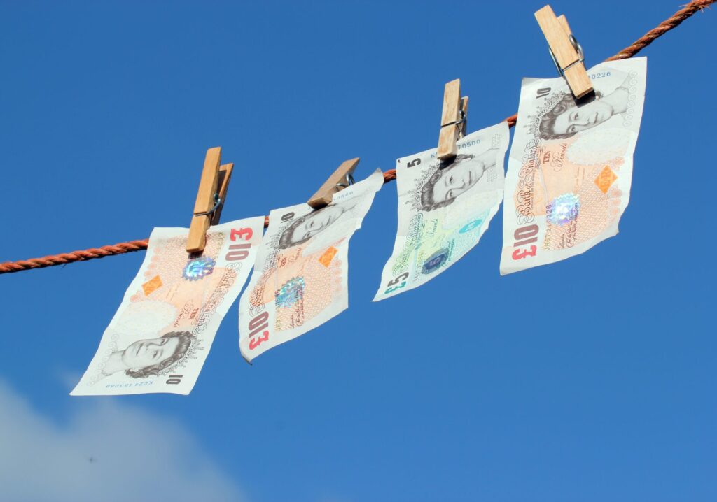 money hanging on the line